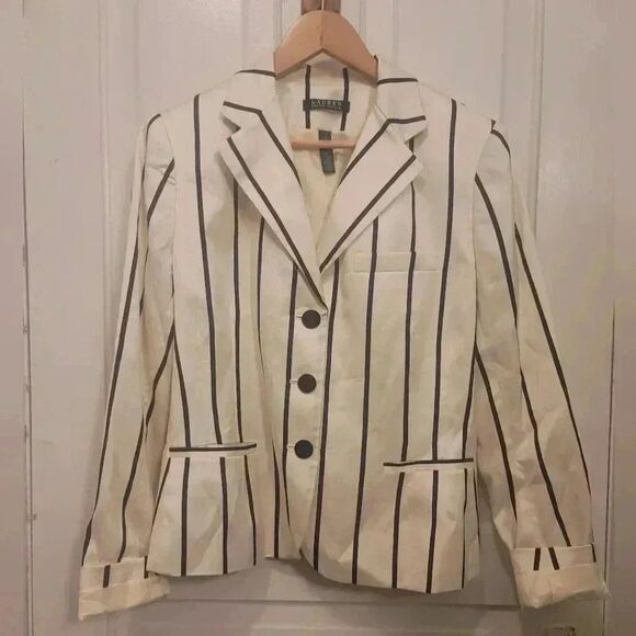 Lauren Ralph Lauren Striped Blazer Size 12 - Picture 1 of 9